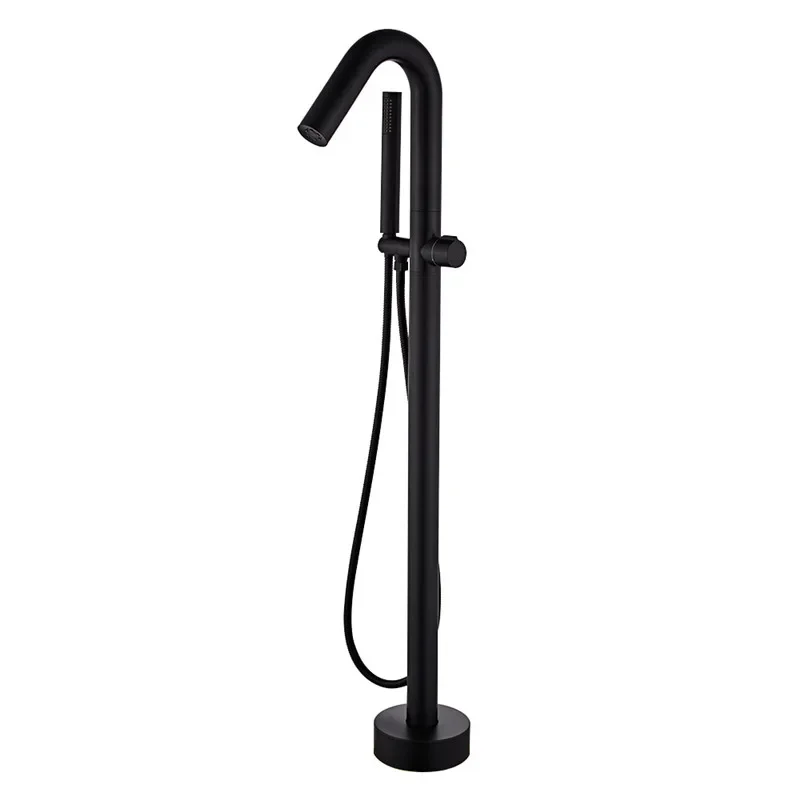 

Black Bathtub Faucet Floor Stand Bathtub Mixer 360 Degree Rotation Spout with Handshower Head Bath Mixer Shower