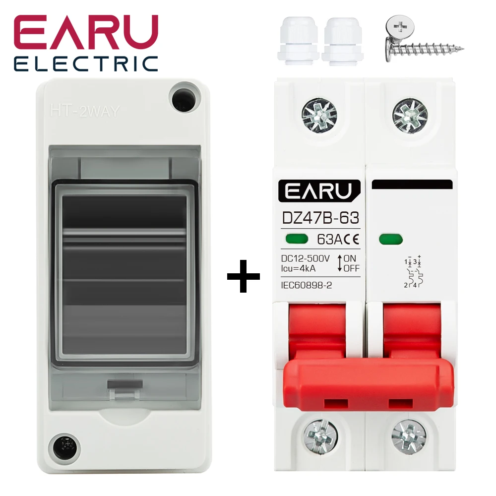 EARU HT-2 Kunststoff Wasserdicht IP65 Außenmontage-Verteilerdose Schutzschalterkombination MCB DPN DZ47