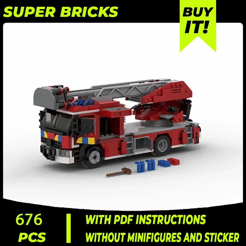 

City Vehicle Model Moc Building Bricks Belgian Fire Truck Ladder Technology Modular Blocks Gift Christmas Toys DIY Sets Assembly