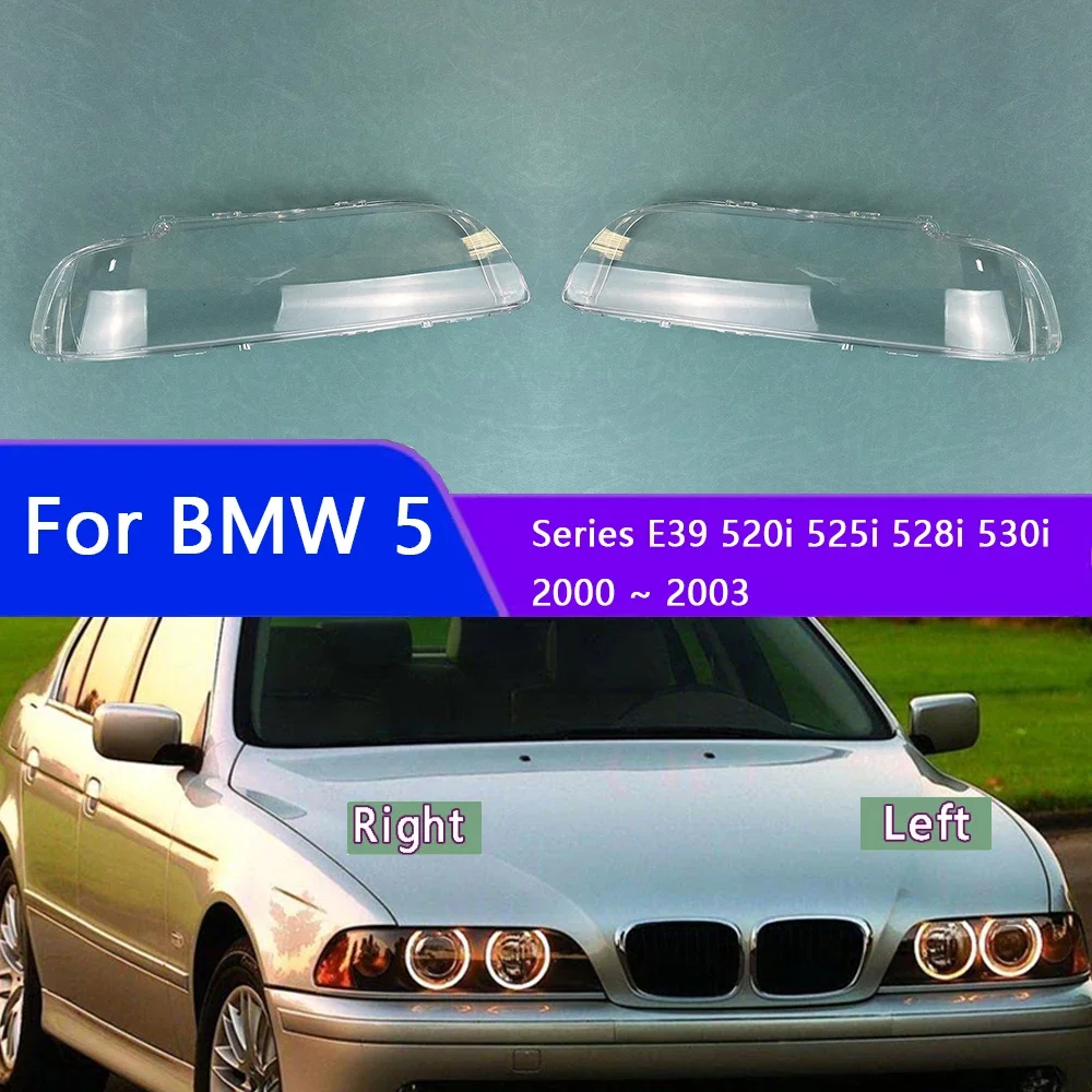 

For BMW 5 Series E39 520i 525i 528i 530i 2000-2003 Front Headlamp Cover Headlight Shell Transparent Lampshade Lens Plexiglass