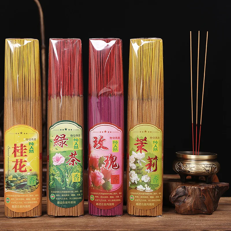 Natural Smokeless Sandalwood Bamboo Stick Incense Buddhist Temples Family Worship Offer Incense Calm Mind Meditation Purify Air