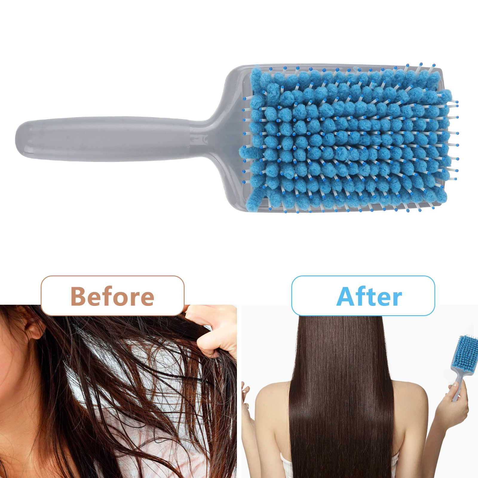 

Professional Hair Dryer Brush with Fabric Bristles Quick Dry Paddle Comb for Short Medium Hair Ergonomic Handle Skin Friendly