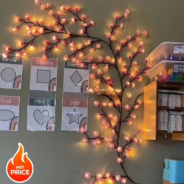 LED Cherry Blossom Branch Light USB Vine Strip Light Wedding Interior Decoration Styling Light Flexible Atmosphere Color Light