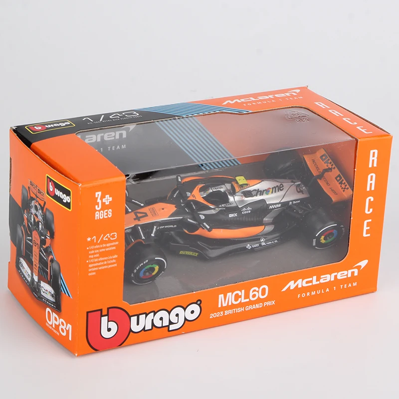 Bburago 1:43 Mclaren F1 MCL60 # 4. Lando Norris # 81 Oscar Piastri Alloy Car Die Cast Model Formula Racing Zabawka kolekcjonerska 2023