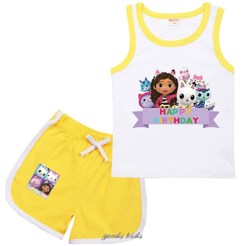 T-Shirt Kids Vest Tops Shorts Pak Gabby 'S Poppenhuis Peuter Meisjes Outfits Baby Jongens Zomer Sportpakken Kinderen Sets 2 Stuks