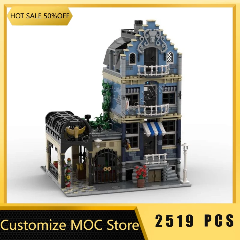 2519-onderdelen MOC Creatieve markt Street View modulaire marktmodel Architectuur Bouwstenen Kinderen Bakstenen Speelgoed Kerstcadeau