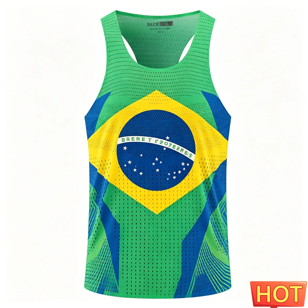 Brazilian men's running vest breathable Men's sleeveless T-shirt Marathon sports men's and women's vest men's t-shirts tank tops