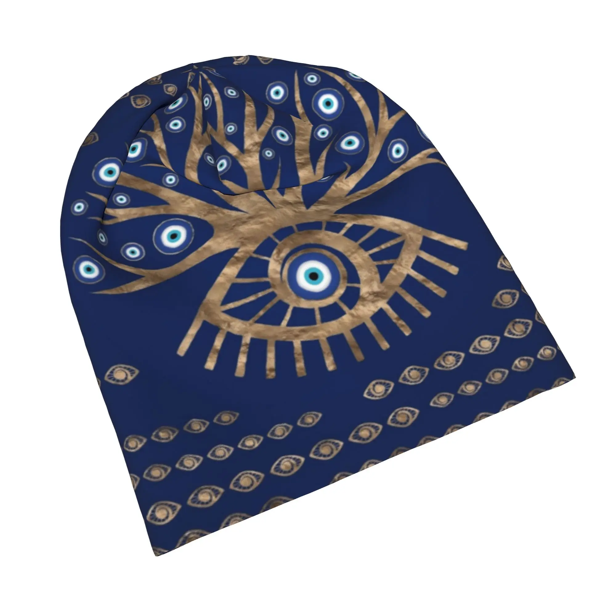 Greek Evil Eye Tree Bonnet Hat Street Skullies Beanies Hats Nazar Amulet Boho Tree of Life Unisex Spring Thermal Elastic Cap