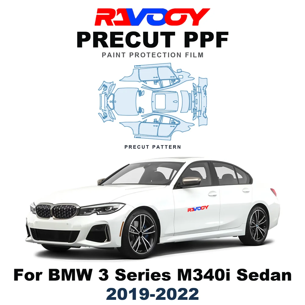 Precut PPF For BMW 3 Series M340i Sedan 2019-2022 8.5mil TPU Paint Protection Film Hood Bonnet Bumper Headlight Self-Healing