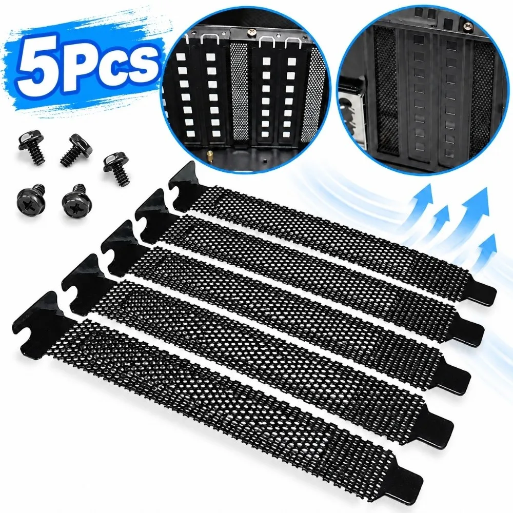 New Hard Steel PCI Slot Cover Plug-In Black Case Blanking Plate With Screws PCI Bracket