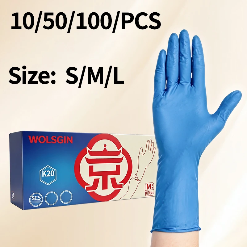 Disposable pure nitrile gloves, 12-inch extended, durable blue household gloves suitable for daily cleaning and food handling