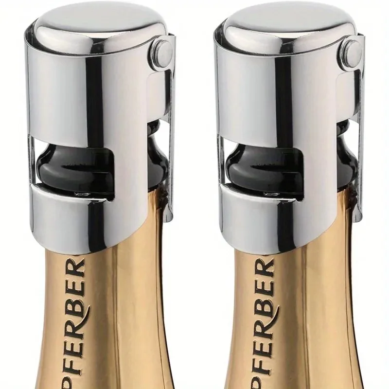 Tapón de champán de 2 piezas con tapón de acero inoxidable para botella de champán y corcho de champán reutilizable de silicona de grado alimenticio