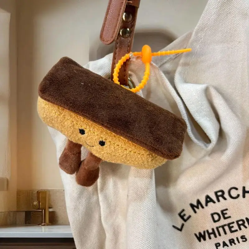 لطيف بعد الظهر الشاي الذواقة سلسلة أفخم قلادة المفاتيح مقلد البيض لاذع الخبز محشوة دمية على ظهره قلادة الزخرفية الهدايا #6