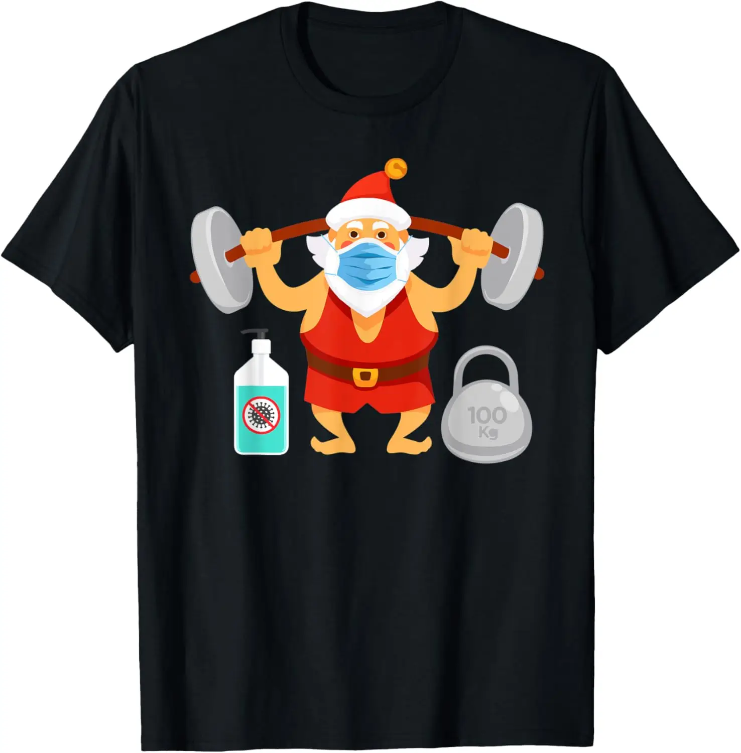 HOLIDAY 365 Christmas Weights Lifting Santa Wearing Mask T-Shirt Graphic T Shirts Funny Men Clothing Harajuku Street Cotton Tees