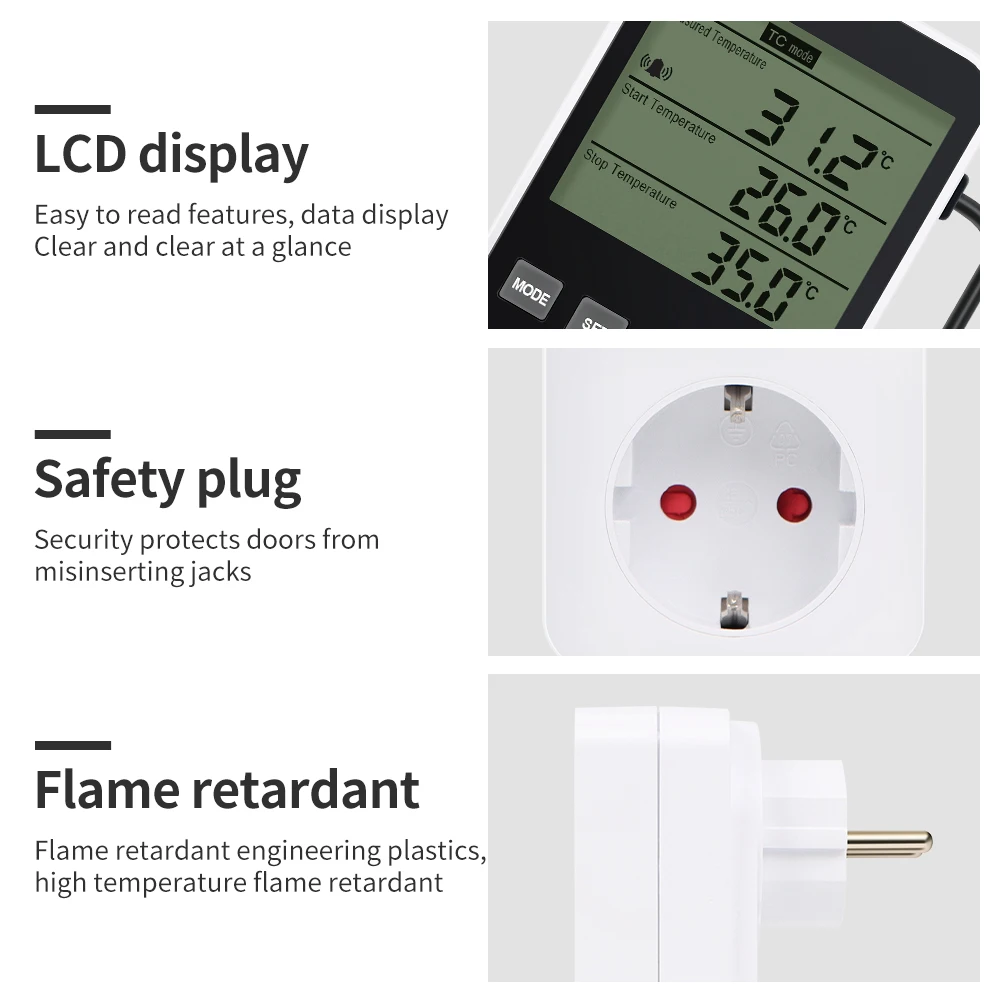 EU/US/FR/UK Digital Humidity Temperature Controller for Household Thermostat Regulator Humidifying Dehumidifying With NTC Sensor