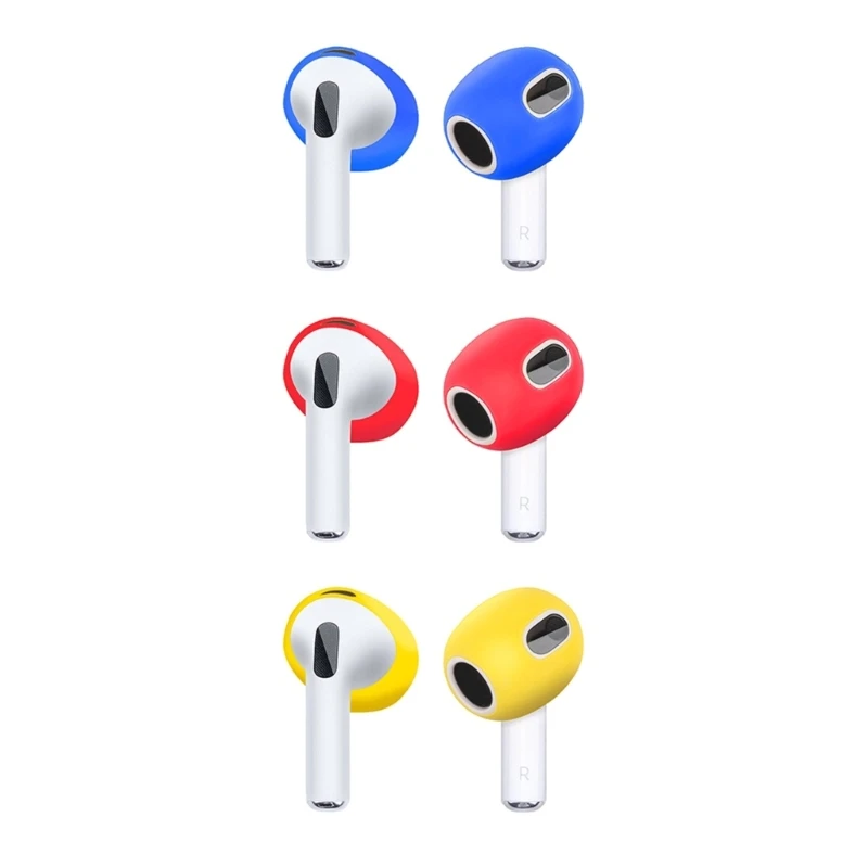 3คู่ซิลิโคนที่มีสีสันหูฟังหูฟังสำหรับ Airpods Pods 3หูฟังหูฟังหูฟัง