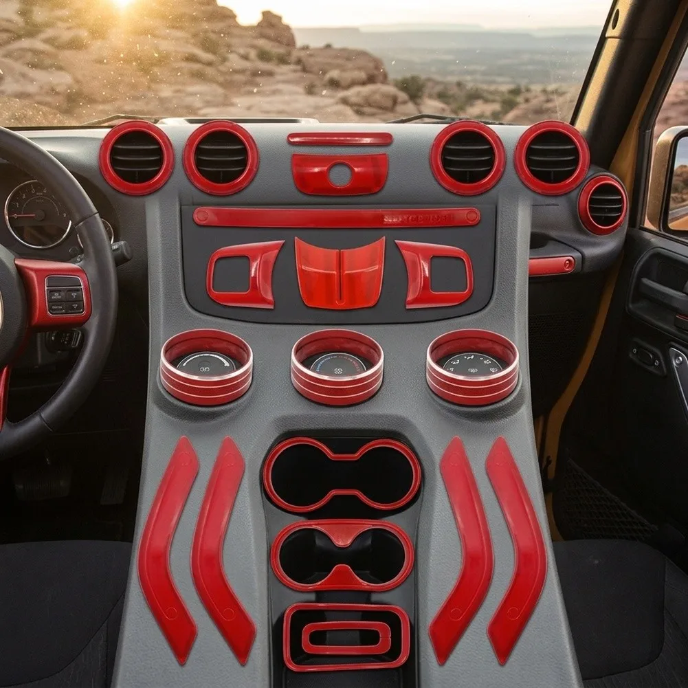For Jeep For Wrangler For JK For JKU 2011-2017 Interior Trim Decoration Accessories for Central Control Area ABS Construction