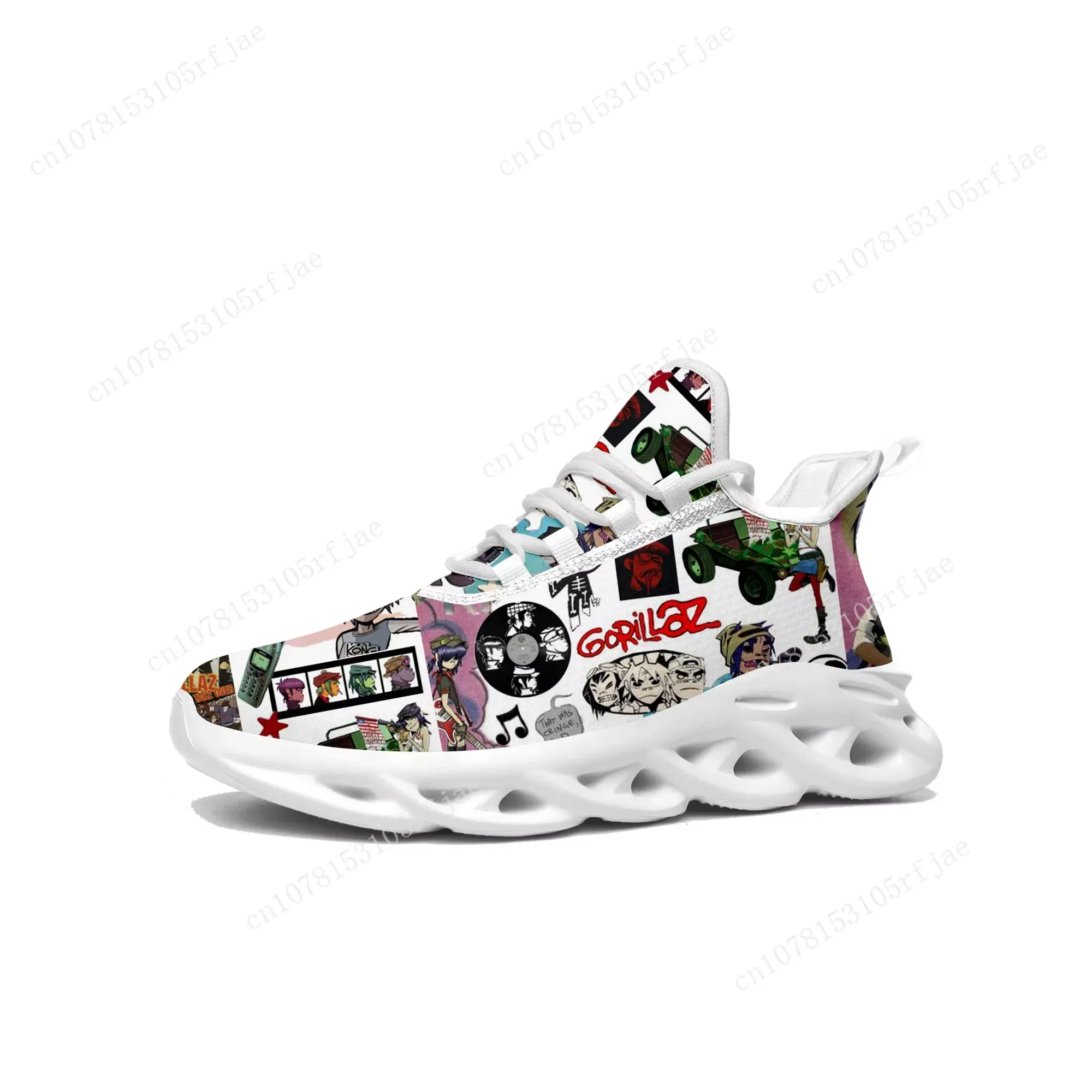 Gorillaz Band Flats Sneakers Mens Womens Sports Running Shoes High Quality Sneaker Lace Up Mesh Footwear Tailor-made Shoe White