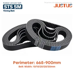 STS 5M Semicircular Arc Tooth S5M Rubber Closed-loop Synchronous Belt Length 665-900mm Width=10/15/20/25/30mm Pitch 5mm