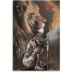 1pc Lion Warrior Woman, Warrior Woman Of God Jewish Lion Religious Home Wall Art Decor Poster Canvas Wall Art Print For Wall