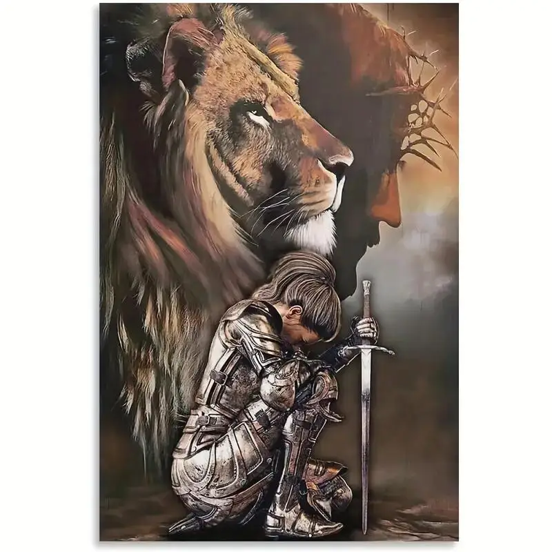1pc Lion Warrior Woman, Warrior Woman Of God Jewish Lion Religious Home Wall Art Decor Poster Canvas Wall Art Print For Wall