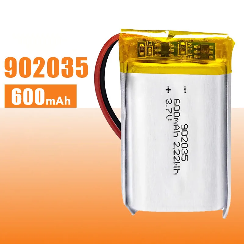 

3,7 В 600 мАч Lipo полимерная литиевая аккумуляторная батарея 902035 для MP3 GPS DVD Bluetooth рекордер электронная книга камера массажер