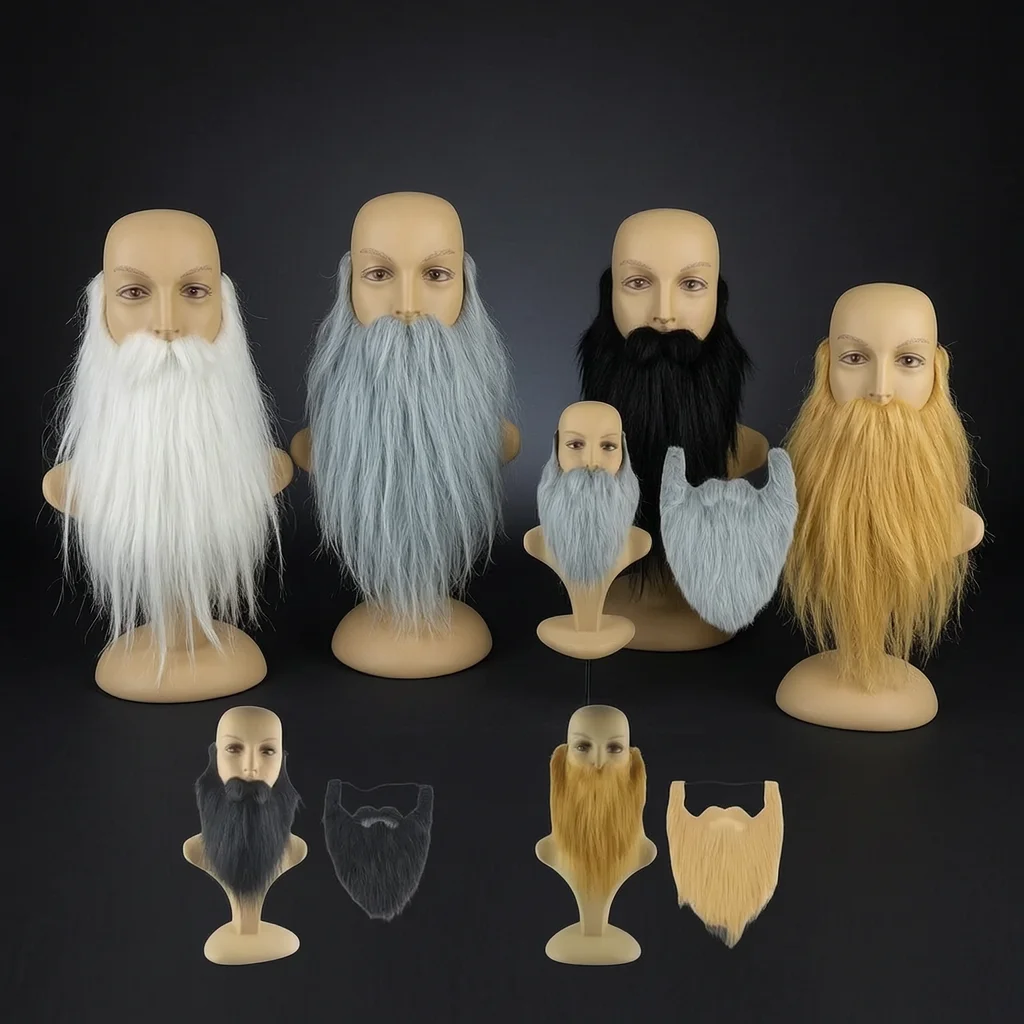 Fake Beard Set Funny Fluff Mustache Eyebrows Halloween Party Cosplay Christmas Holiday Novelty Costume Prop