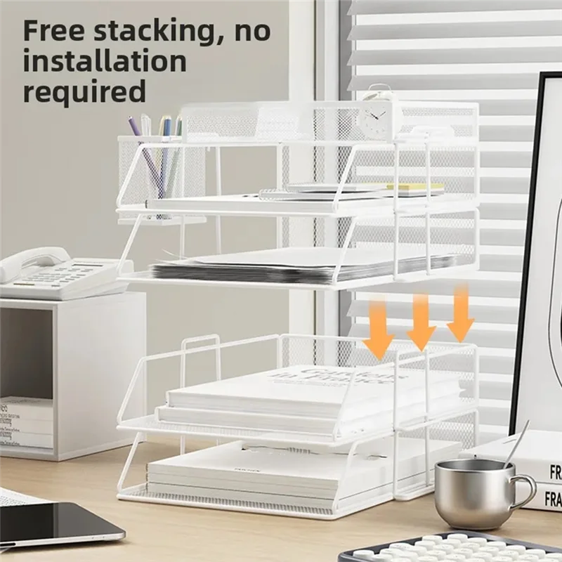 

Desktop File Box Office A4 Document Organizer Stackable Laminated Paper Rack All-Purpose Bathroom Storage Tray For Home