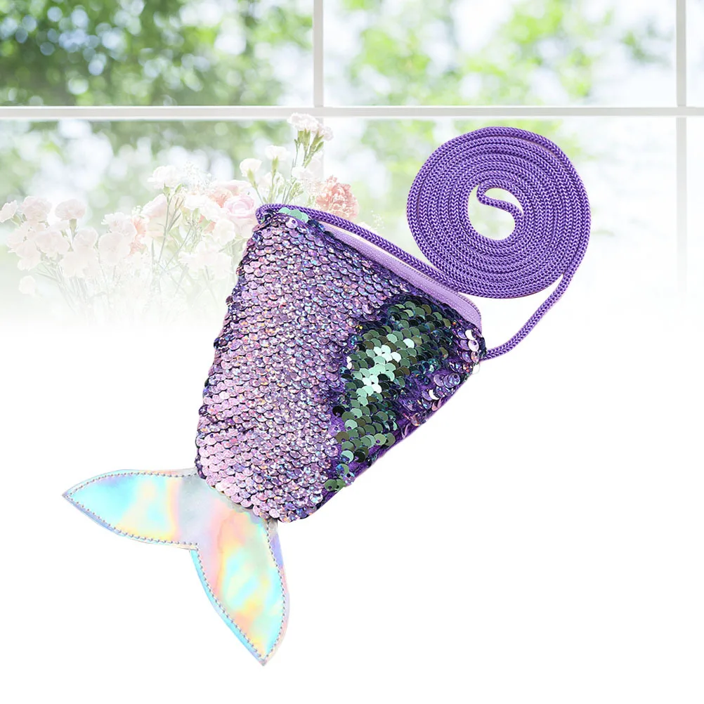 المرأة حورية البحر ذيل الترتر محفظة نسائية للعملات المعدنية الأرجواني موضة حقيبة كروسبودي تغيير المال حامل الحقيبة للهدايا الاستخدام اليومي الطرف