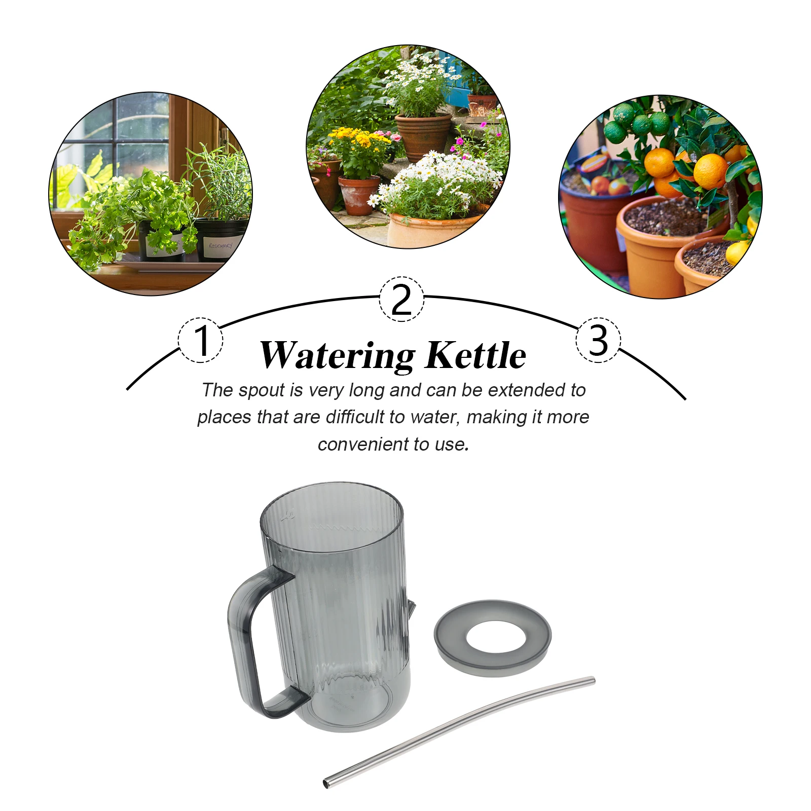 

1pc Long Spout Durable Plastic Large Capacity Extendable Kettle For Watering Design Watering Kettle Reusable Garden Tool