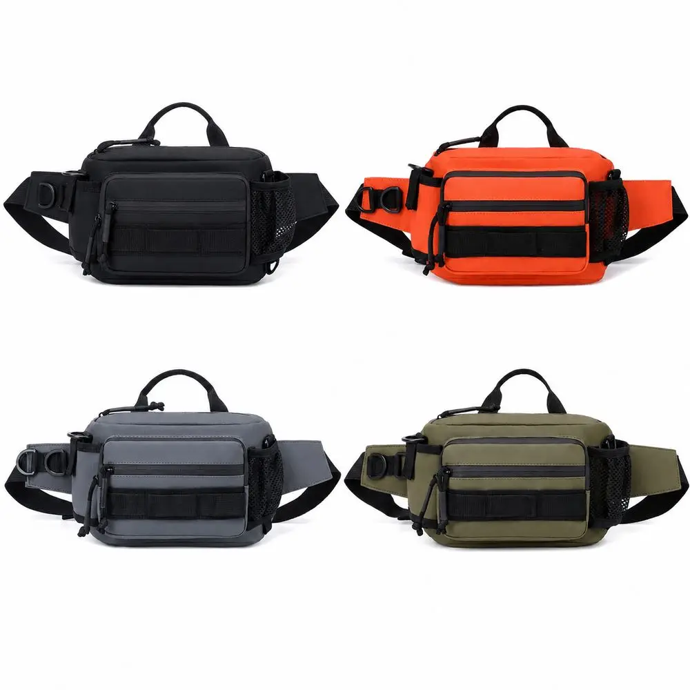 Oxford Cloth Waist Bag Water Resistant Adjustable Strap Crossbody Bag Breathable Back Panel Multiple Pockets Outdoor Chest Bag