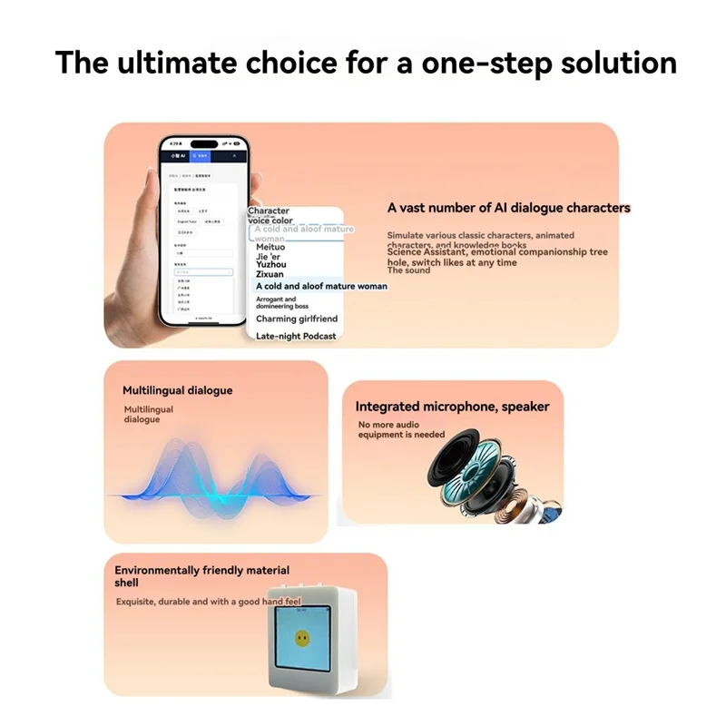 ABSQ-Xiaozhi AI 음성 채팅 로봇 충전식 스마트 스피커 ESP32-Wifi 와이파이 USB 제어 음성 활성화 장치