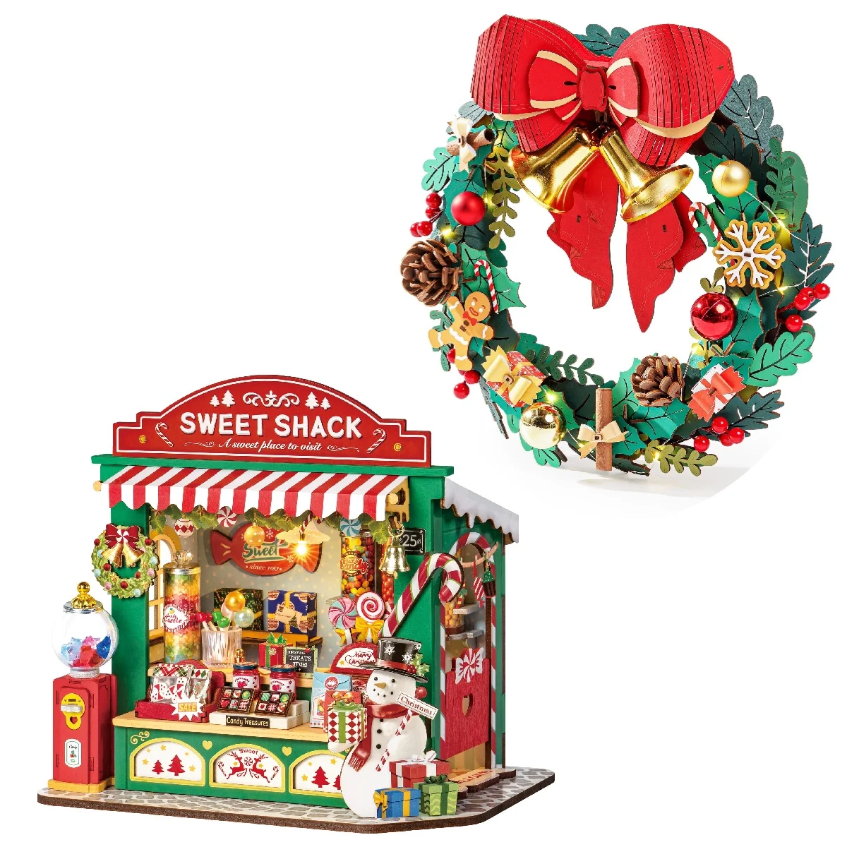 

Рождественский венок ROBOTIME Rolife, 3D деревянная головоломка, венок «сделай сам», со светом, сборный рождественский декор, идеальный праздничный подарок для взрослых