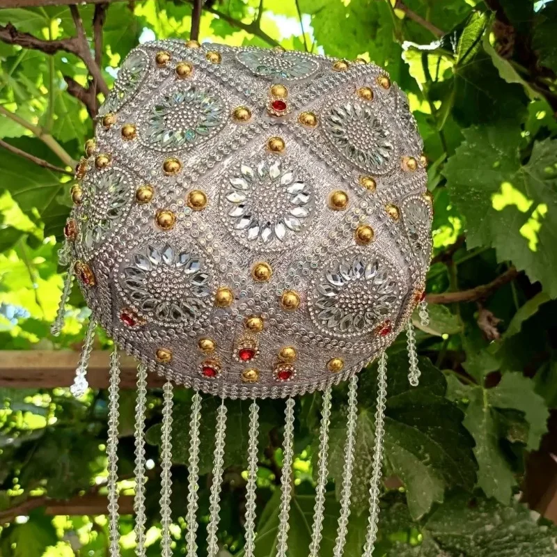 Chinese Xingjiang Woman Children Handmade Beaded Embroidered Hat