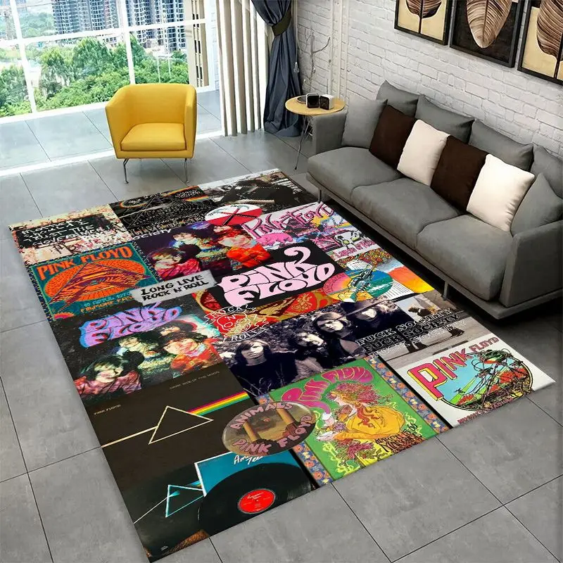 Music Pink F-Floyd Rock Band Non-Slip Area Rug for Living Room Bedroom Playroom,Decorative Carpet Floor Mat Home Decor Holiday