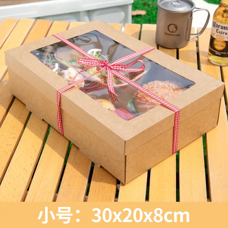 Customized Disposable Picnic Box Outdoor Camping Kraft Paper Packing Box Fruit Dessert Bento Spring Outing Popular Fruit Box