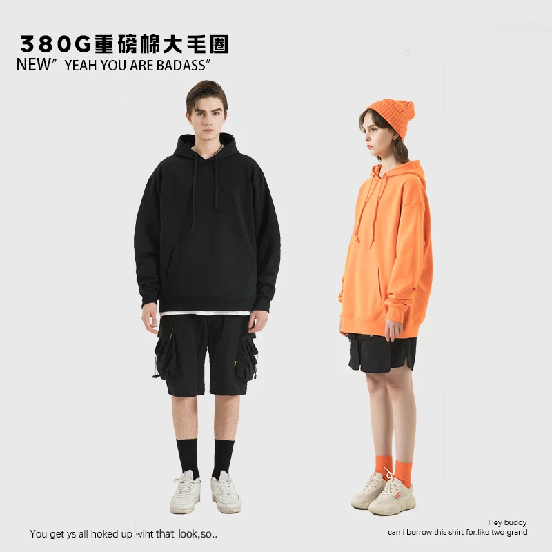 

Autumn Winter Sweatshirt Hoodie Couple Models Oversize Loose Pullover Hoodies Solid Colour Casual Sports Sweatshirt Y2k Tops