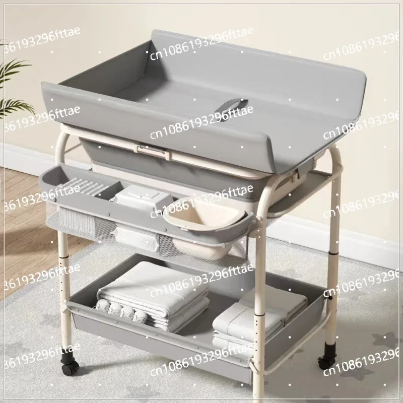 Newborn Multifunctional Bath Table Integrated Bathtub Foldable Changing Table Baby Diaper Table