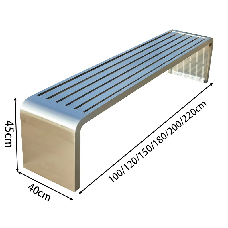Modern Durable Water Resistant Fireproof Easy Clean Outdoor Patio Bench Stainless Steel for Mall Supermarket Hospital School