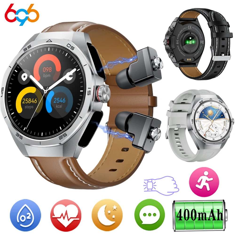 

Sports Outdoor Smartwatch Information Reminder Men Women TWS Wireless Headset Smart Watch BT Waterproof 2 In 1 Headphone Watches