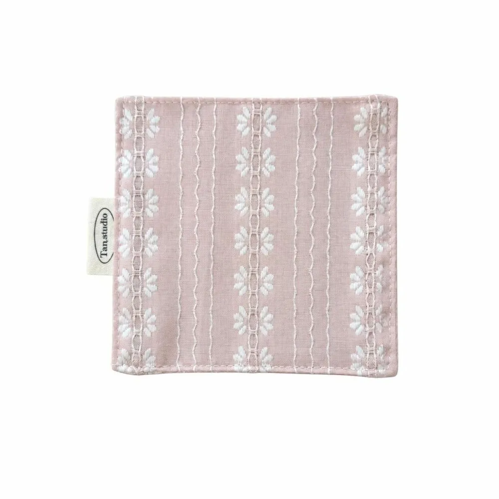 New Floral Cotton Coaster Stripe Series Embroidery Water Cup Mat Non-Slip Bowknot Western Food Mats Home Decor