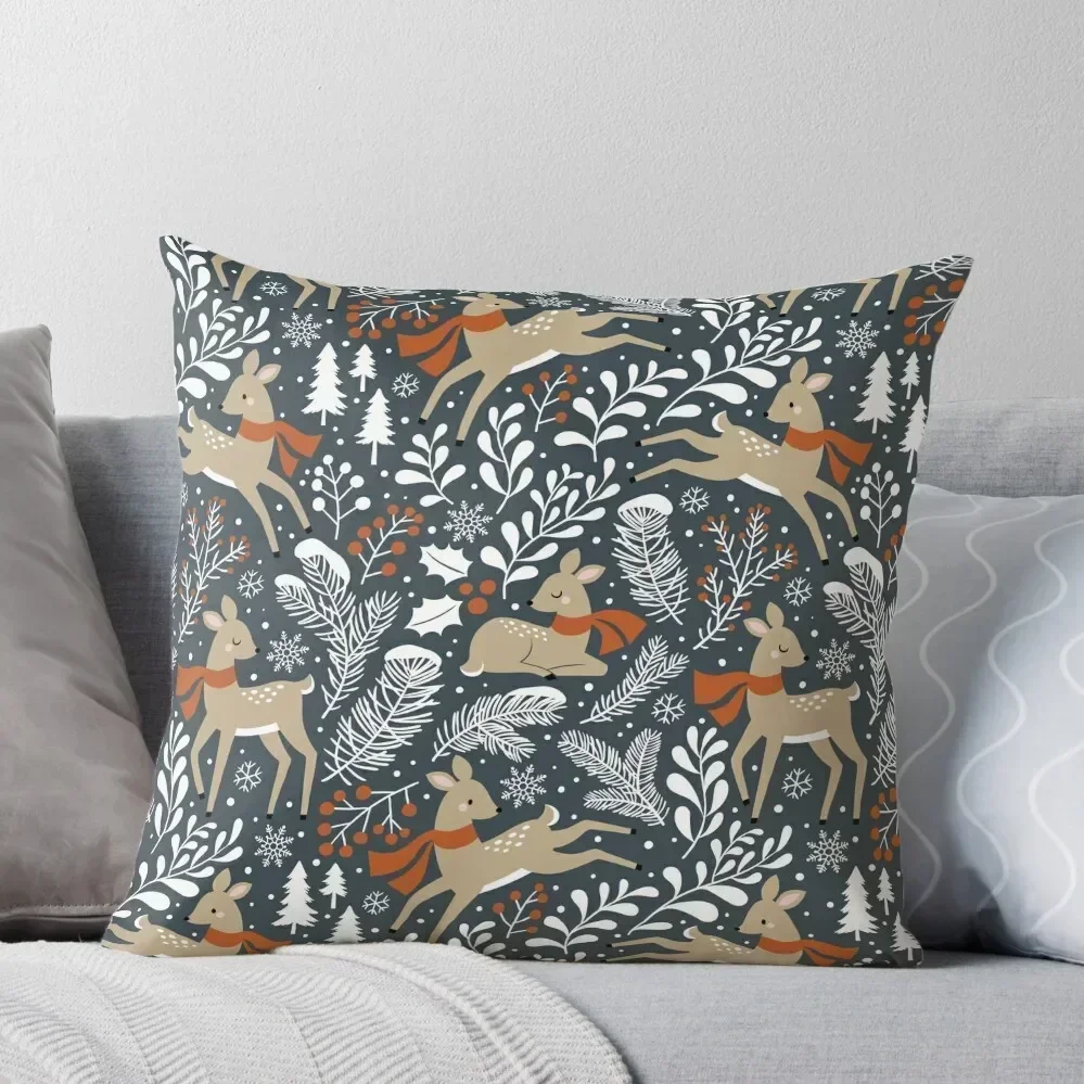 

Winter Deer / Dark Grey Throw Pillow Christmas Pillow Covers anime girl pillow