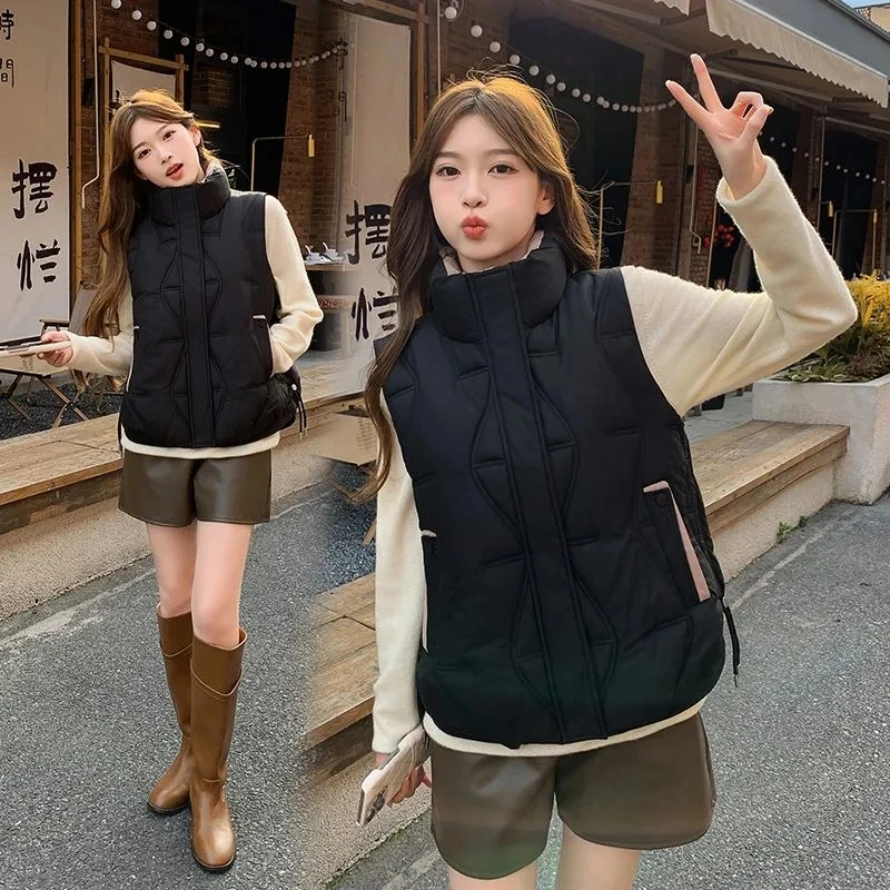 

Новая женская хлопковая жилетка 2026: осенне-зимняя универсальная короткая женская безрукавка, элегантная куртка без рукавов