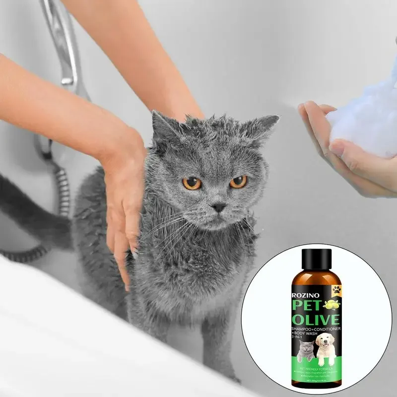 Dog Shampoo 3 in 1 Cat Olive Shower Gel Powerful Cleansing Sterilization Deodorization Fragrance Retention Pet Cleaning Supplies