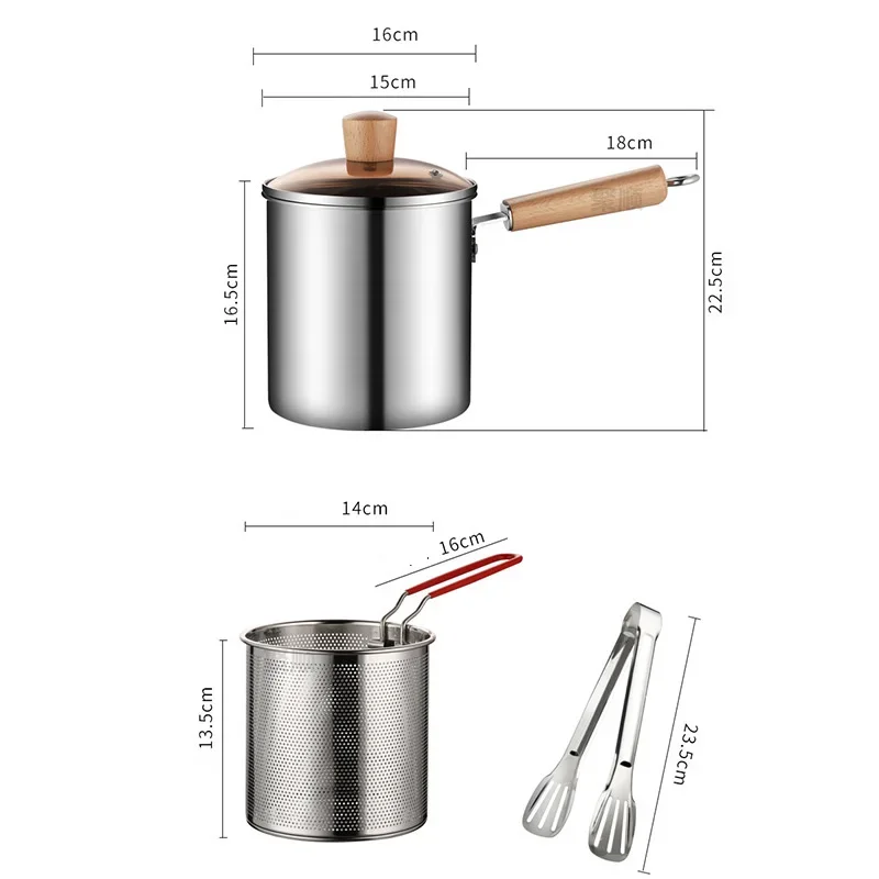 Deep Fryer 1PC304 Stainless Steel Multifunctional With Frying Basket With Clip Household Fish Strainer Pan Kitchen Tools