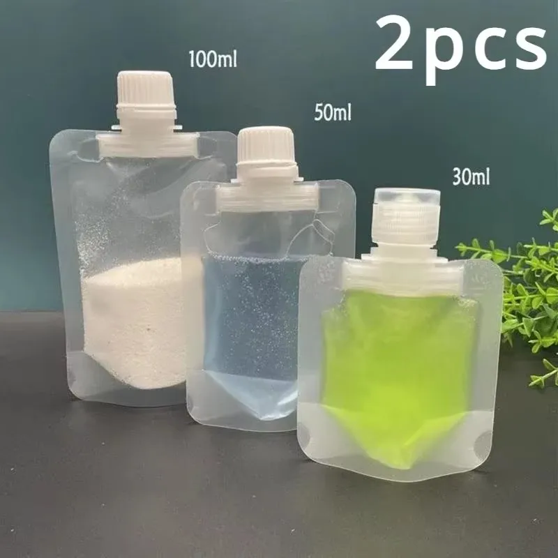 2/6/10 ชิ้น ขนาด 30/50/100 มล.  กระเป๋าบีบแบบพกพาสำหรับเดินทาง  บรรจุภัณฑ์เปล่าแบบเติมได้สำหรับแชมพู ผลิตภัณฑ์อาบน้ำ ครีมนวดผม ป้องกันการรั่วซึม