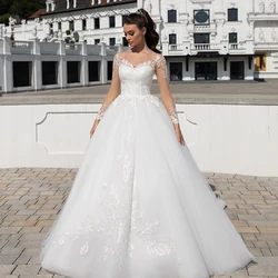 Eightree White 2024 A-Line Wedding Dresses Princess Appliques Long Sleeve Wedding Gowns Boho Bridal Prom Dress bestidos de novia