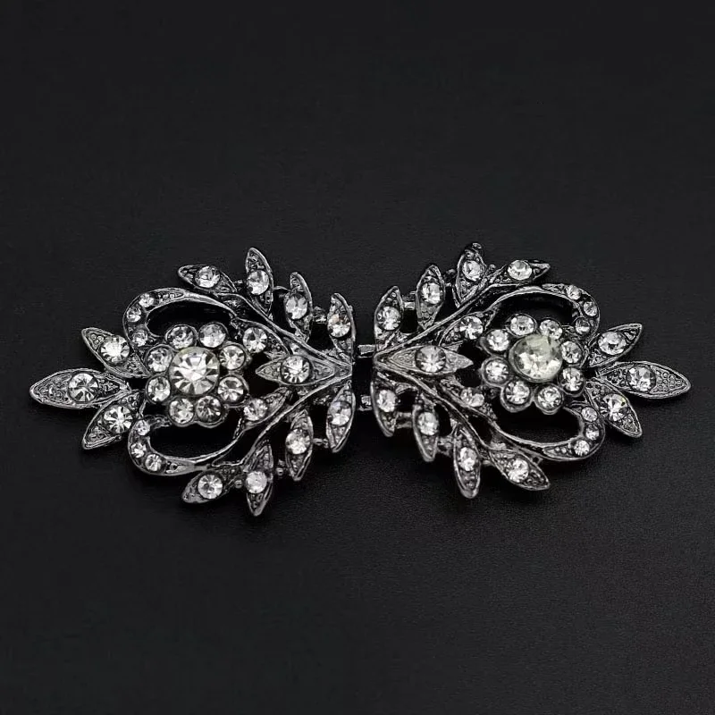 1 Pair Rhinestone Buttons Brooch Pin Bridal Wedding Party Dress Clothing Accessories Jewelry Buckle