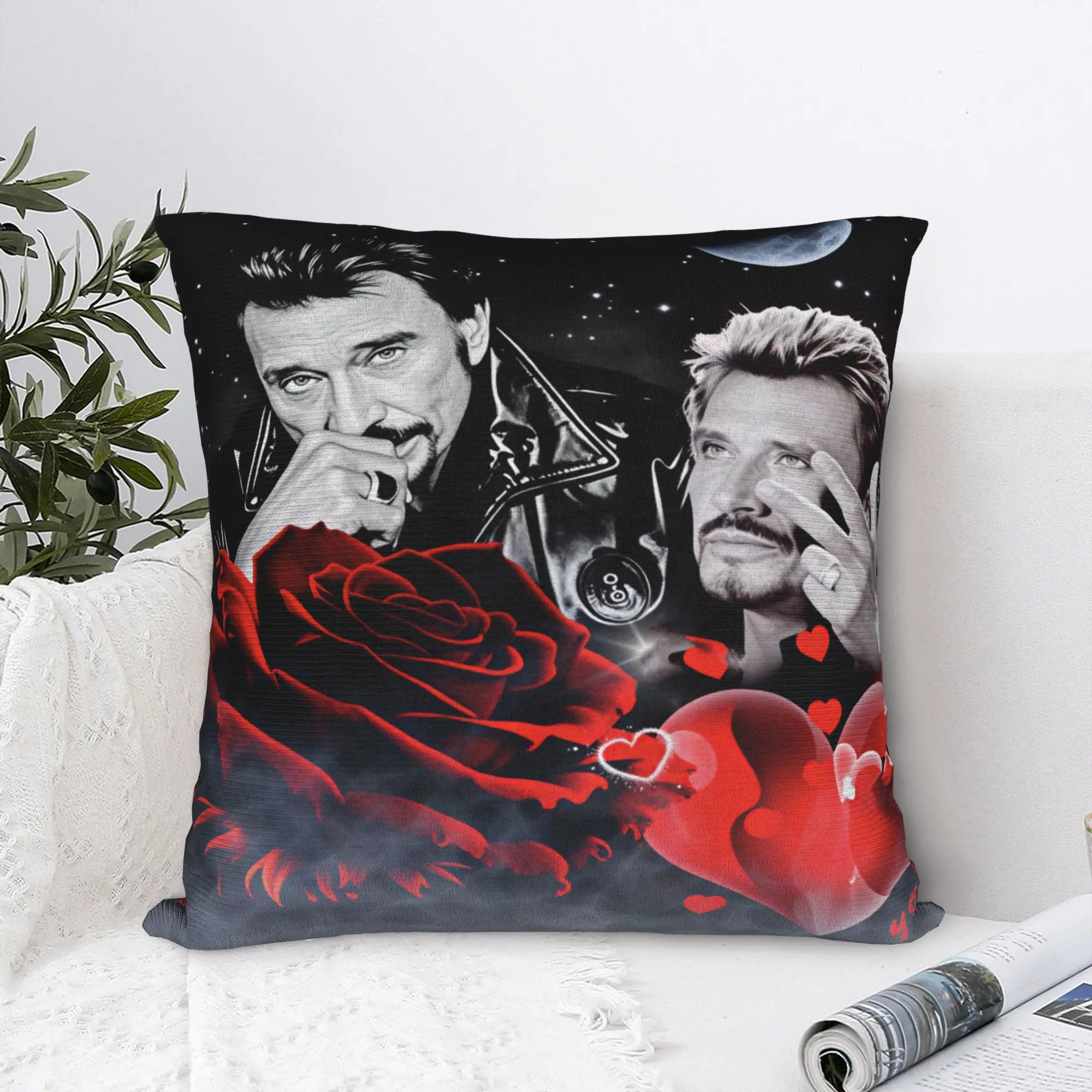 Rock Star Johnny Hallyday Print Pillowcases  Fashion Pillow Case For Chair Sofa Home Decor Square Pillow Cover
