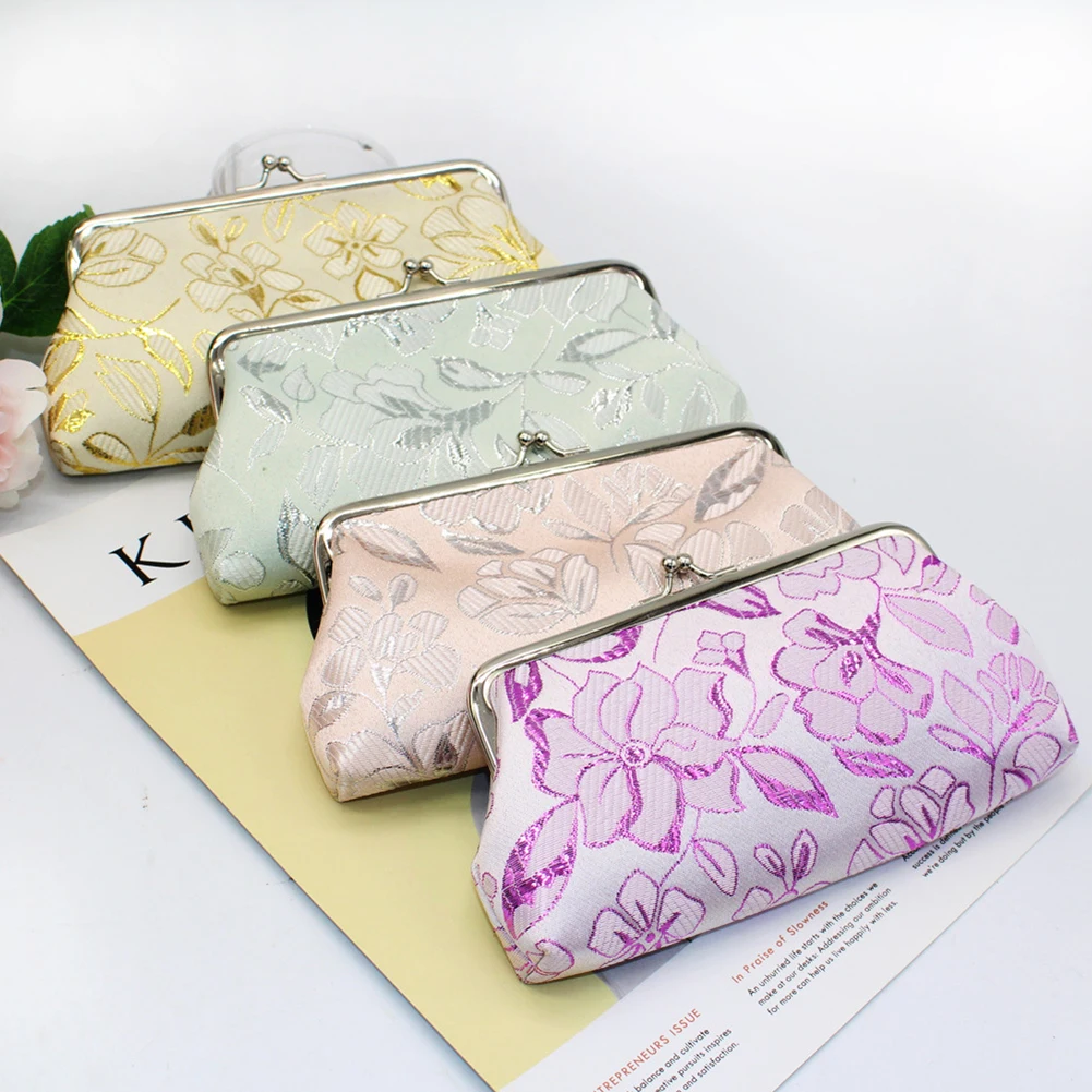 

Fashion Vintage Women Flower Embroidery Kiss Lock Coin Purse Long Wallet Clutch Bag кошелек женский monedero carteira feminina